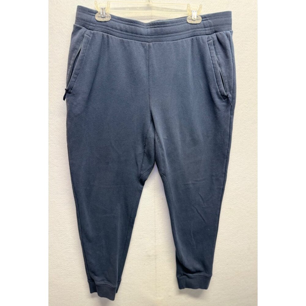 Mens Blue Jogger Sweatpants With Zippered Pockets & Elastic Waistband